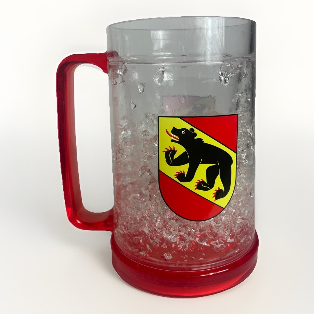 Duck House Freezer‎ Mug Stein Canton Of Bern Switzerland Clear Red 6" Tall